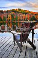 Wooden dock on autumn lake