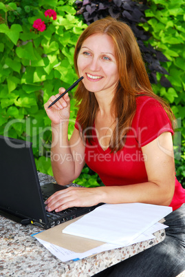Woman working at home