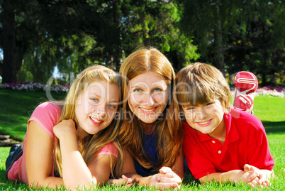 Family relaxing in a park