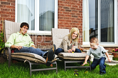 Happy family relaxing at home