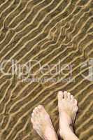 Feet in shallow water