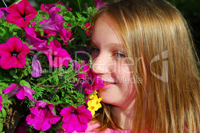 Young girl with flowers