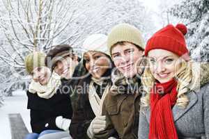 Group of friends outside in winter