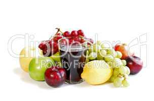 Assorted fruits on white