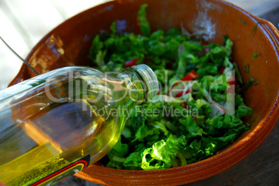 Garden salad and olive oil