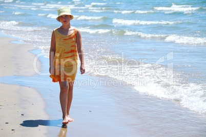 Girl walk beach