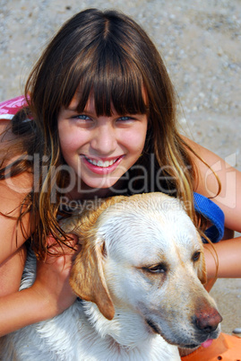Girl dog portrait