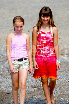 Two girls walking