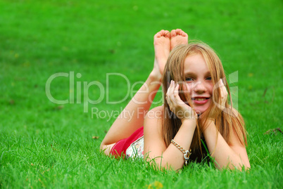 Young girl grass