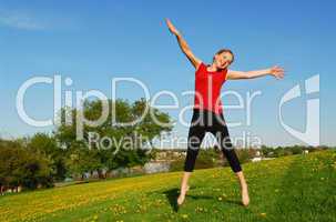 Young girl jumping