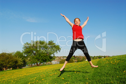 Young girl jumping