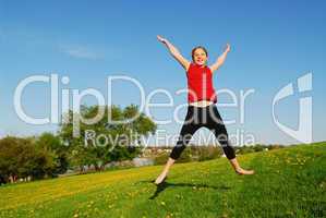 Young girl jumping