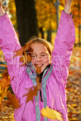 Girl with leaves