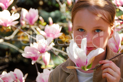 Girl with magnolia