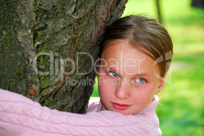 Girl and big tree