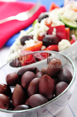 Olives and greek salad