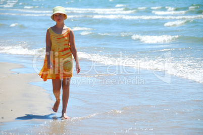 Girl walk beach
