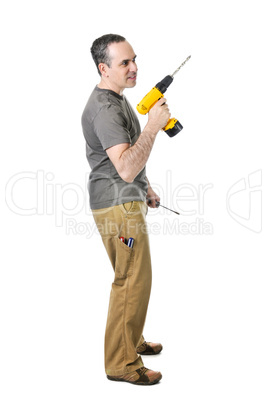 Handyman with a drill and screwdriver