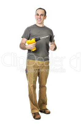 Handyman with a drill and screwdriver