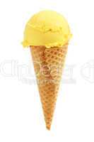 Banana ice cream in a sugar cone