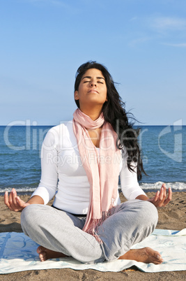 Young native american woman meditating