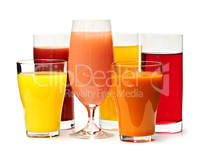 Glasses of various juices