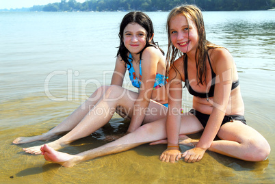 Two girls in water