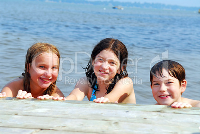 Children in a lake