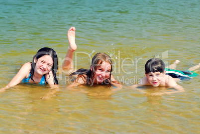 Children in a lake