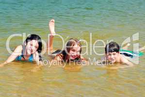 Children in a lake