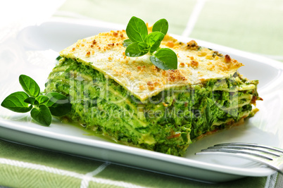 Plate of vegeterian lasagna