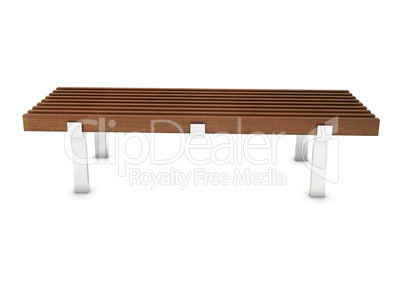 Wooden bench with metal foot in the park