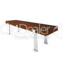 Wooden bench with metal foot in the park