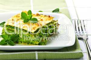 Plate of vegeterian lasagna