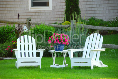 Two lawn chairs