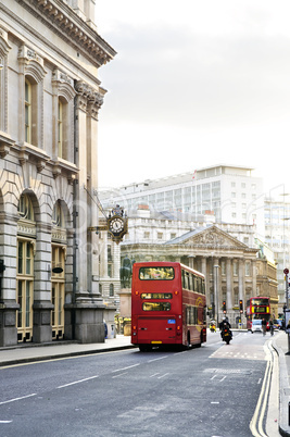 London street with view of Royal Exchange building