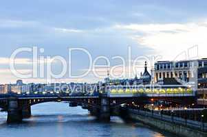 View on Thames river at nighttime, London