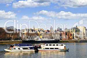 London skyline from Thames river