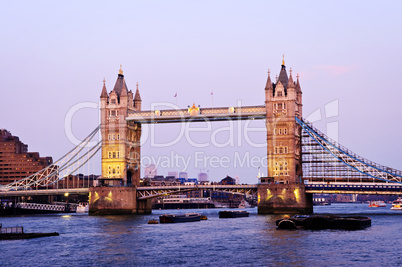 Tower bridge in London at dusk