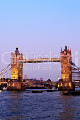 Tower bridge in London at dusk