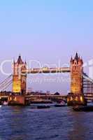 Tower bridge in London at dusk
