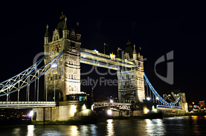 Tower bridge in London at night