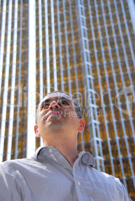 Businessman looking up