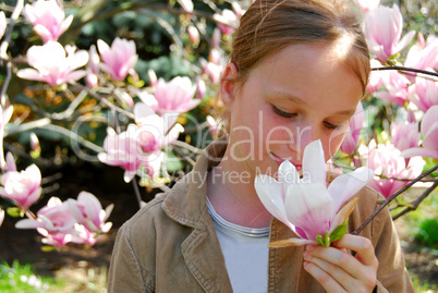 Girl with magnolia