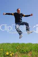 Man jump happy