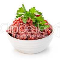 Bowl of raw ground meat