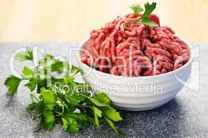 Bowl of raw ground meat