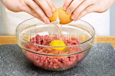 Cooking with egg and ground beef