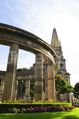 Rotunda of Illustrious Jalisciences and Guadalajara Cathedral in Jalisco, Mexico