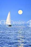 Sailboat at full moon